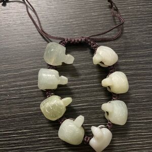 Hand-Knotted Turtle Bracelet in Pale Green Jade
